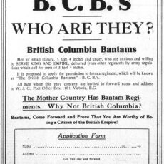 This is an image of an application for BC Bantams in World War I.