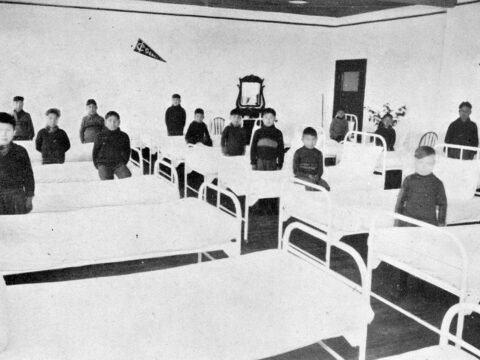 The little boys’ dormitory at the Coqualeetza Residential School, Sardis.