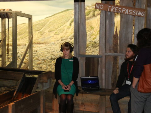 Visitors listening to soundscapes