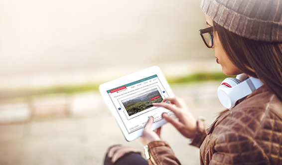 Woman using the Learning Portal website on a tablet