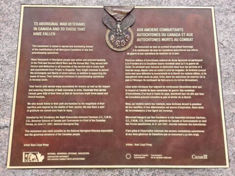 National Aboriginal Veterans Monument inscription