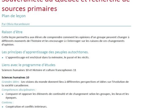 Screenshot Quebec Lesson Plan